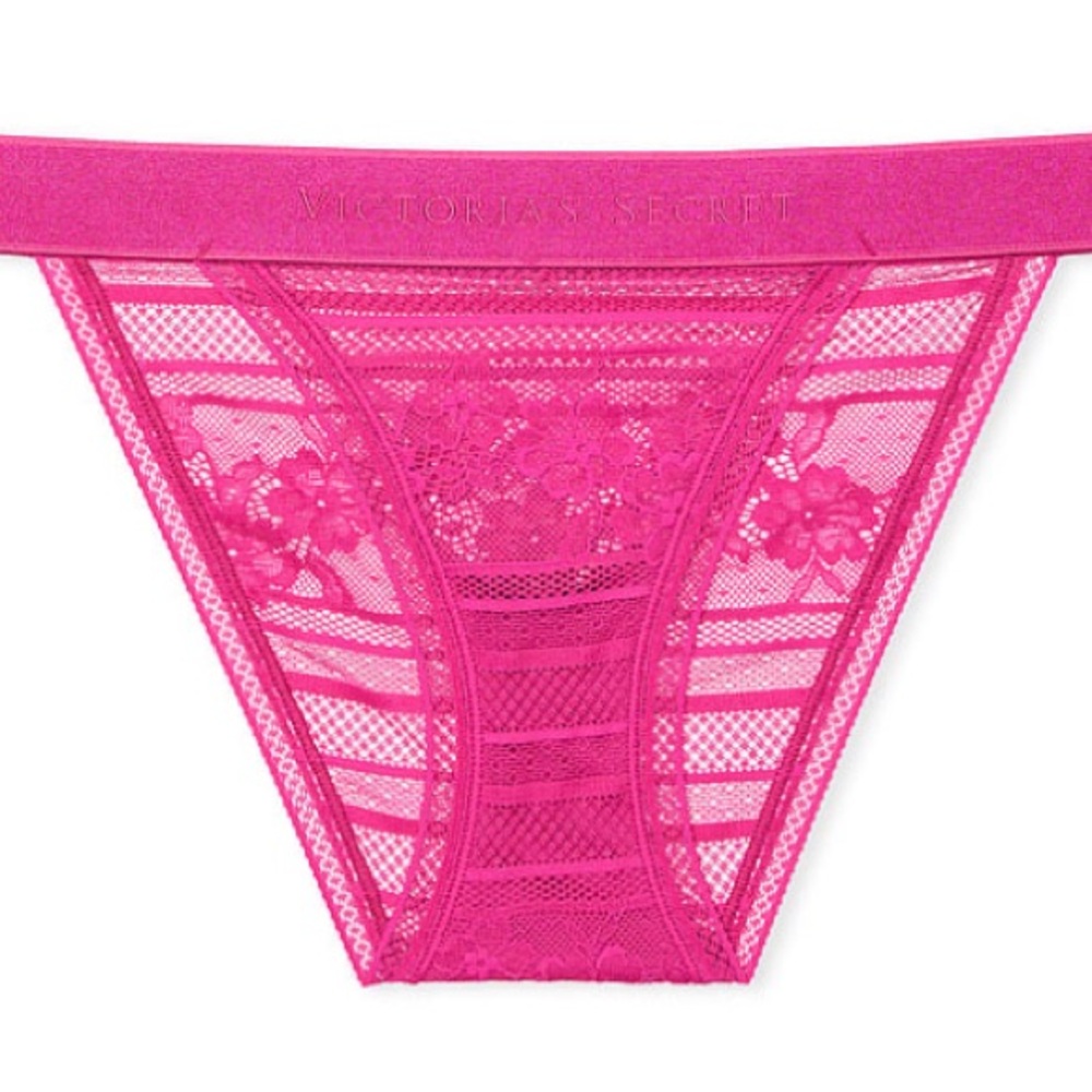 Cotton Logo Lace Tanga Panty